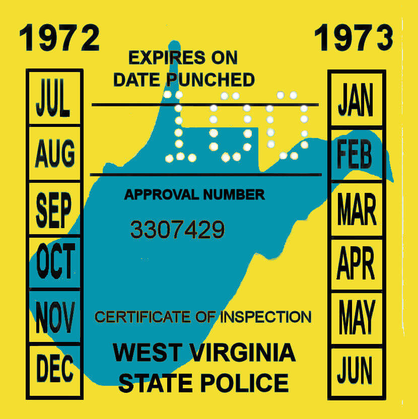 (image for) 1972-73 West Virginia INSPECTION Sticker